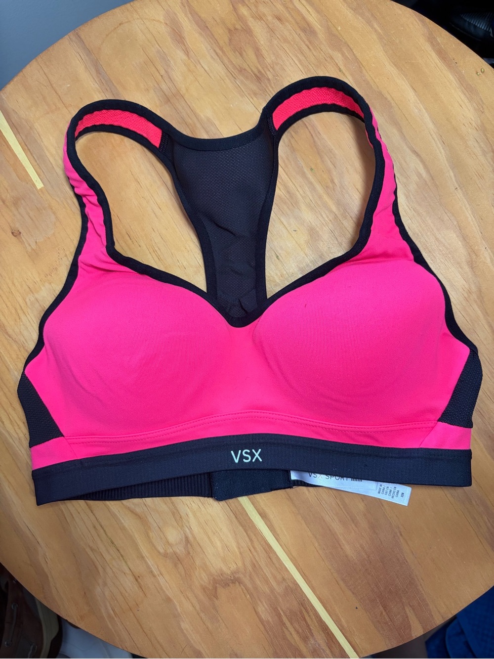 Victoria's Secret Pink and Black Racerback Sports Bra